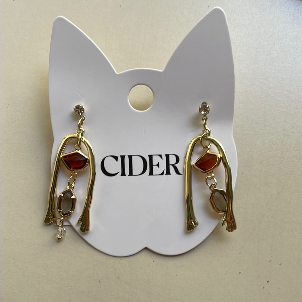 CIDER Gold and Amber Drop Earrings